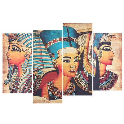 

HD Printed 4-Panel Unframed Egyptian Wall Painting Pattern Canvas Painting Wall Art Modular Pictures Decor for Home Living Room Be