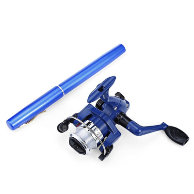 

Mini 5 sections Baitcasting Telescopic Pocket Pen Fishing Rod Pole Reel combo Portable 511 fishing reel rod tackle 955cm Alumin
