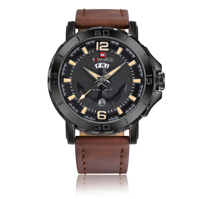 

NAVIFORCE Cool Luminous Quartz Men Watch 3ATM Water-Proof Man Casual Wristwatch Genuine Leather Band Calendar & Week Masculino Rel