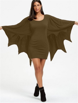 

Pure color bat sleeve skirt
