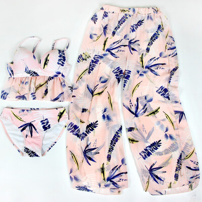 

Fashion slim bikini three-piece holiday trousers womens swimwear steel support girls swimwear