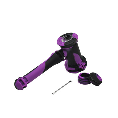 

Silicone Environmental Smoke Tubing with Wax Oil Jar&Stainless Steel Spoon Edible Portable Tobacco Pipes Water Smoking Holder