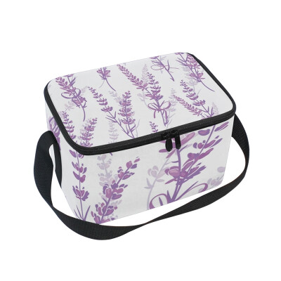 

ALAZA Lunch Box Insulated Lunch Bag Large Cooler Lavender Bouquets Purple Tote Bag