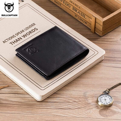 

BULLCAPTAIN Genuine Cow Leather Men Wallet Fashion Coin Pocket Brand Trifold Men Purse High Quality Male Card Photo Holder