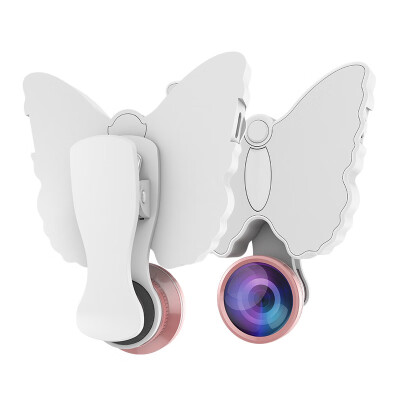 

RK29 Led Selfie Flash Light Beauty Fill Light Cute Butterfly Shape With Fisheye Wide Angle Macro Lens ColdWarm Lights For Phone