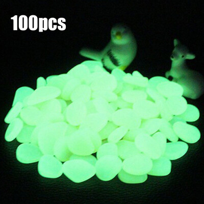 

100pcs Glow in the Dark Garden Pebbles for Walkways Aquarium Decor Plants Luminous Stones
