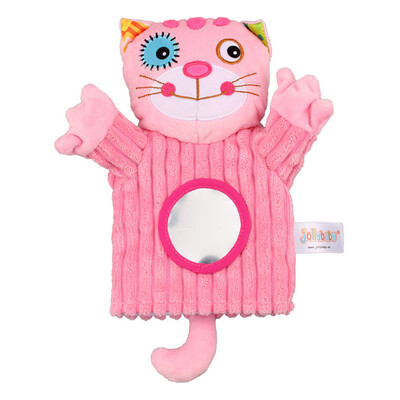

Baby Animals Hand Puppet Plush Rattles Bell Magic Mirror Soft Finger Toys For Early education Cat