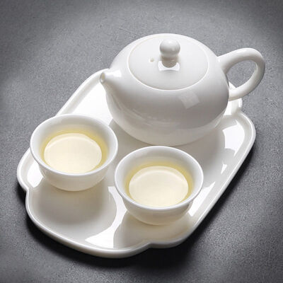 

High Quality White Porcelain Chinese Tea Set Teapot Teacups & Serving Tray Type A