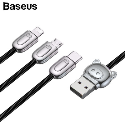

Baseus USB Cable Mini Pig Cartoon Style 35 A 3 in 1 USB Cable for iOSType-CMicro USB Mobile Phone Fast Charging Data Transfer