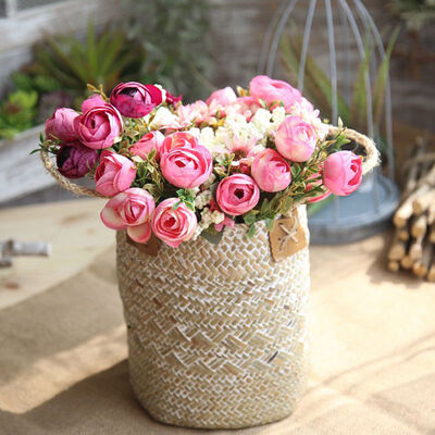 

UpperX Artificial Rose Bouquet Fake Silk Flower Bridal Wedding Party Home Garden Floral champagne