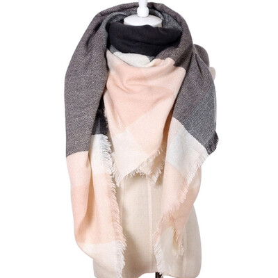 

Women Fashion Triangular Large Winter Soft Scarf Warm Cozy Blanket Stylish Oversized Plaid Shawl Cape