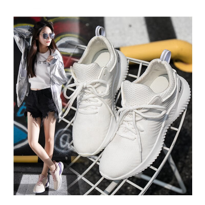 

2018 new womens shoes Gangfeng Harajuku super fire increased casual shoes Korean version of the wild sports running high to help