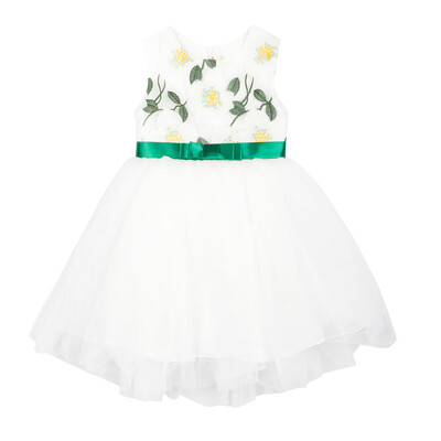 

Girls Dress Summer Sleeveless Crowned Crane Printing Dress Knee Length Cotton Lining Kids Party Gown 140CM