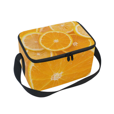 

ALAZA Lunch Box Insulated Orange Lemon Lunch Bag Large Cooler Tote Bagfor Men Women
