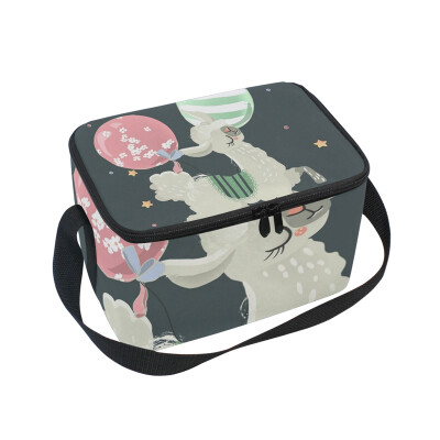 

ALAZA Lunch Box Insulated Lunch Bag Large Cooler Cute Flying Baby Animal Llama Tote Bag