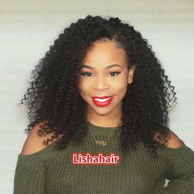 

180 density Malaysian virgin human hair Lace front wigs Kinky Curly Glueless wigs for black women