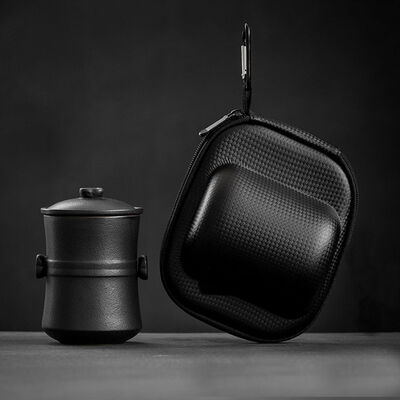 

Black Ceramic Drum-shaped Tea Mug With Infuser in Travel Case 300ml 1014oz