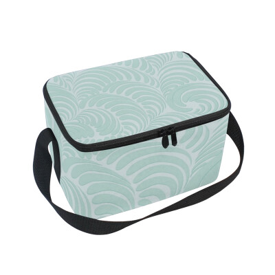 

ALAZA Lunch Box Teal And White Floral Insulated Lunch Bag Large Cooler Tote Bagfor Men Women