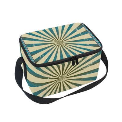 

Lunch Box Insulated Lunch Bag Large Cooler Retro Stripe And Stars Background Tote Bagfor Kids Men Women