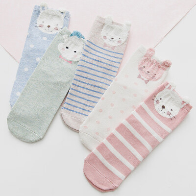 

Ladies cartoon socks cotton Japanese cute animal pattern in stockings 5 pairs