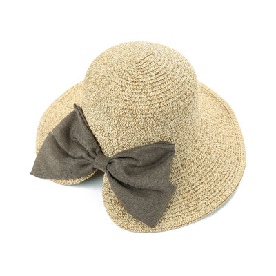 

New Fashion Women Straw Hat Bowknot Large Rolled Brim Foldable Sweet Vintage Sun Summer Beach Cap