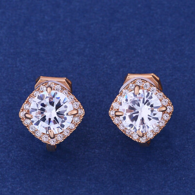 

Fashion Jewllery Silver round Zircon Clip Earrings Without Piercing Puncture Earrings For Women Wedding Jewelry