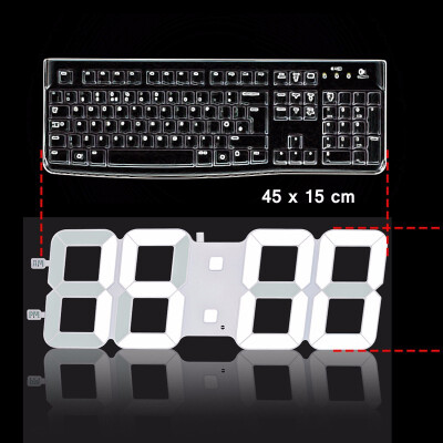 

3D DIY Wall Clock Large Table Clock LED Digital Automatic Sensor Light Jumbo Wall Clock Huge Screen Display White