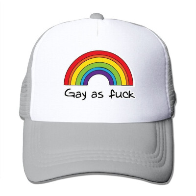 

FashionMZI Unisex Trucker Hat Gay As Fuck LGBT Pride Mens Womens Adjustable Mesh Cap Funny Hip Hop Caps