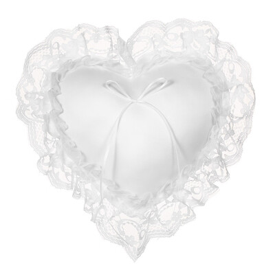 

7 7 inches White Lace Satin Heart Wedding Ring Bearer Pillow Wedding Ceremony Decoration Supplies