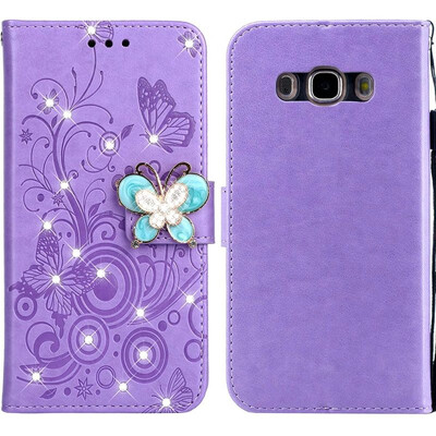 

MOONCASE Samsung Galaxy J5 2016 Butterfly Rhinestone Embossed Leather Case - Purple