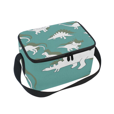

ALAZA Lunch Box Insulated Dinosaurs White Silhouettes Lunch Bag Large Cooler Tote Bagfor Men Women