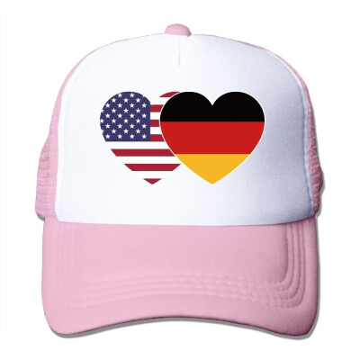 

Germany USA Flag Twin Heart Fashion Baseball Cap for Men&Women Adjustable Mesh Trucker Hat