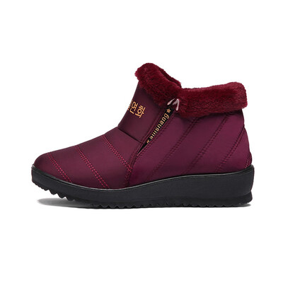 

New Women Winter Boots Solid Color Snow Boots Plush Inside Antiskid Bottom Keep Warm Waterproof Shoes Cotton Shoes