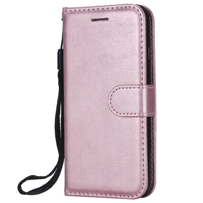 

Luxury Simple Solid Color Case For iphone 5 5s SE SE2 PU Leather Card Slot Lanyard Phone Cover New Fundas P06G
