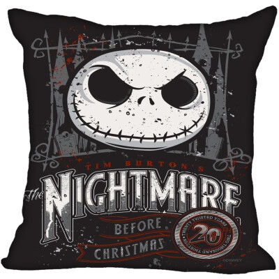 

Nightmare Before Christmas Pillow Cover Bedroom Home Office Decorative Pillowcase Square Zipper Pillow Cases Satin Fabric No Fade