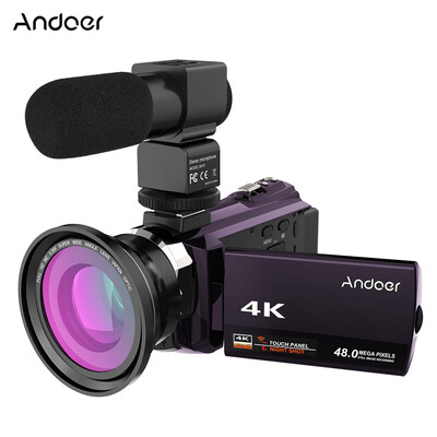 

Andoer 4K 1080P 48MP WiFi Digital Video Camera Camcorder Recorder with 2pcs Rechargeable Batteries 039X Wide Angle Macro Lens