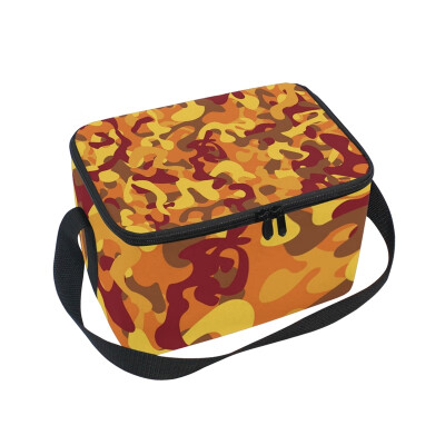 

ALAZA Insulated Lunch Box Autumn Camouflage Lunch Bag for Men Women Portable Tote Bag Cooler Bag