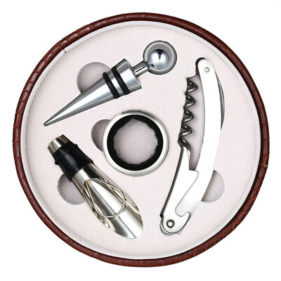 

4pcsset Wine Bottle Opener 4 Piece Gift Set with Wine Stopper & Corkscrew Remover & Pourer & Wine Bottle Drop Ring House Warming