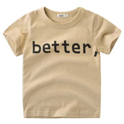 

Short Sleeve Cotton T-Shirt For Boy Girl Round Neck Tops Summer Kids Clothes BETTER Letter Printing Shirt Tee Blue 140