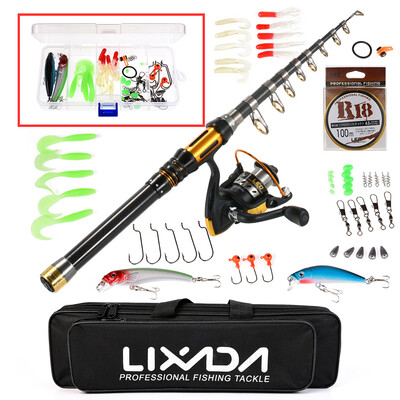 

Lixada Telescopic Fishing Rod&Reel Combo Full Kit Spinning Fishing Reel Gear Organizer Pole Set