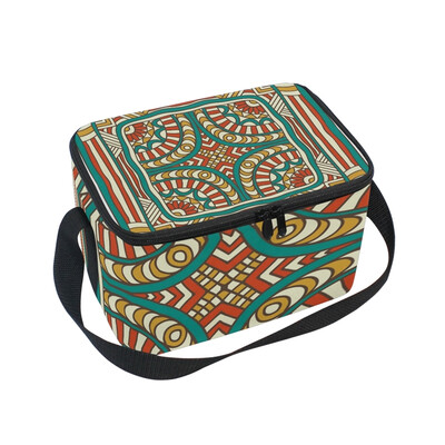 

ALAZA Insulated Lunch Box Boho Ornaments Lunch Bag for Men Women Portable Tote Bag Cooler Bag