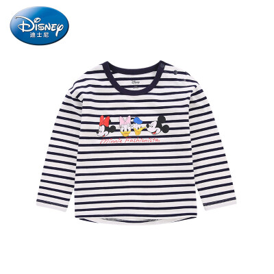 

Disney Disney self-employed childrens clothing girls childrens fashion knit long-sleeved T-shirt top 2019 spring&summer new DA9169D3E02 white navy blue strip 90