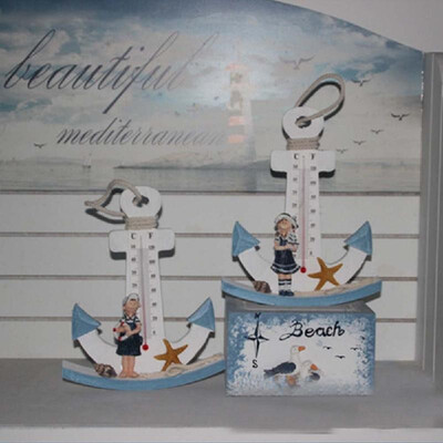 

Mediterranean Boys Girls Anchor Thermometer Interior Furniture Decoration Crafts Creative Gifts Boy&girl Random styles