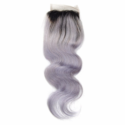 

Nami Hair Wholesale Price 4x4 Ombre Color T1BGrey Lace Closure Brazilian Body Wave Remy Human Hair Free Part