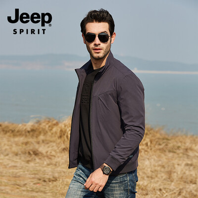 

JEEP Jeep Jacket Men 2019 Spring New Casual Mens Stand Collar Short Jacket Mens Tops JPL2677 Gray 2XL