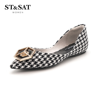 

Saturday ST & SAT cloth classic buckle fashion shallow mouth flat shoes SS91111222 black 34