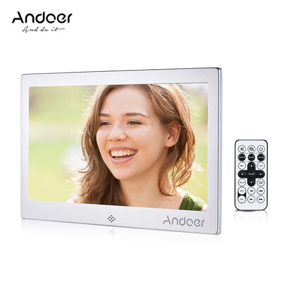 

Andoer 10" LED Digital Photo Frame 720P VideoMusicCalendarClockTXT Player 1024 600 Resolution Metal Frame with Remote Contro
