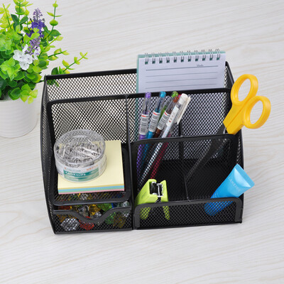 

7 Storage Compartments Multi-functional Mesh Desk Organizer Pen Holder Stationery Storage Container Box Collection Office School