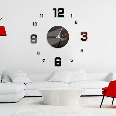 

Modern Creative Round Figure Sticker Acrylic Mirror Surface Non-ticking Wall Clock