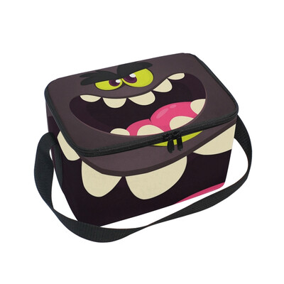

ALAZA Lunch Box Insulated Lunch Bag Large Cooler Black Monster Face Tote Bag